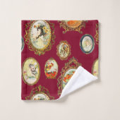 Moderne Vintage Jugendstil-Girls Blume Rahmen Badhandtuch Set (Waschlappen)