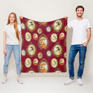 Moderne Vintage Jugendstil-Girls Blume Rahmen Fleecedecke
