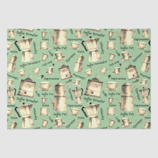 Moderne Vintage Kaffeepflanze Seidenpapier (Vorderseite)