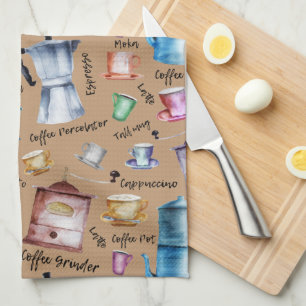 Moderne Vintage Kaffeepflanzen Geschirrtuch