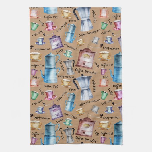 Moderne Vintage Kaffeepflanzen Geschirrtuch (Vertikal)