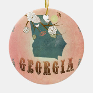 Moderne Vintage-Karte des Bundesstaates Georgia - Keramik Ornament