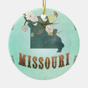 Moderne Vintage-Karte des Bundesstaates Missouri – Keramik Ornament