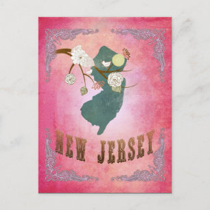 Moderne Vintage-Karte des Bundesstaates New Jersey Postkarte