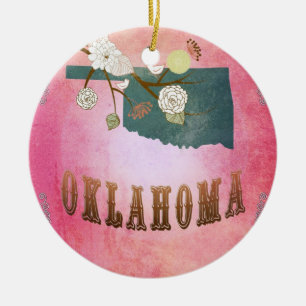 Moderne Vintage-Karte des Bundesstaates Oklahoma - Keramikornament