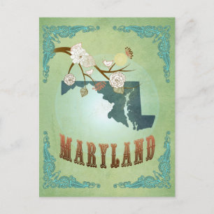 Moderne Vintage-Karte des US-Bundesstaates Marylan Postkarte