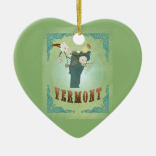 Moderne Vintage-Karte des US-Bundesstaates Vermont Keramik Ornament