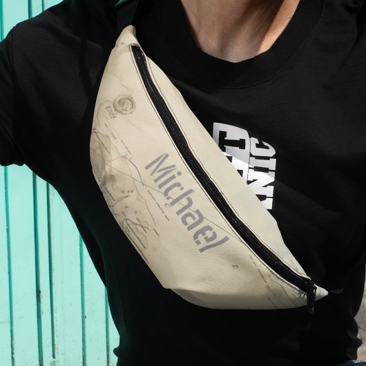 Moderne Vintage Karte Monogramm Weltkarte Bauchtasche