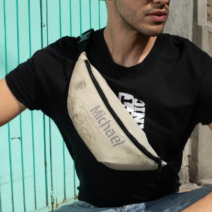 Moderne Vintage Karte Monogramm Weltkarte Bauchtasche