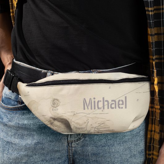 Moderne Vintage Karte Monogramm Weltkarte Bauchtasche