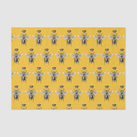 Moderne Vintage Königin Bee Crown Yellow Seidenpapier (Vorderseite)