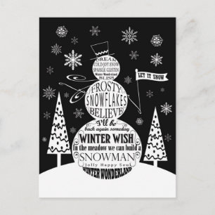 moderne Vintage-Kreidetafel-Schneemann-Typografie- Postkarte