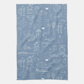 Moderne Vintage Küche Geschirr Niedlich Doodle Geschirrtuch (Vertikal)
