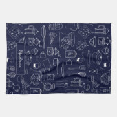 Moderne Vintage Küche Geschirr Niedlich Doodle Geschirrtuch (Horizontal)