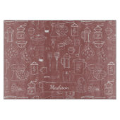 Moderne Vintage Küche Geschirr Niedlich Doodle Schneidebrett (Vorderseite)