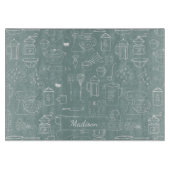 Moderne Vintage Küche Geschirr Niedlich Doodle Schneidebrett (Vorderseite)