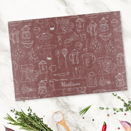 Moderne Vintage Küche Geschirr Niedlich Doodle Schneidebrett