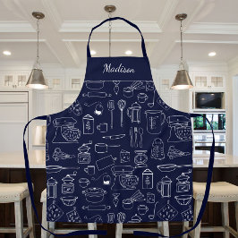 Moderne Vintage Küche Geschirr Niedlich Doodle Schürze