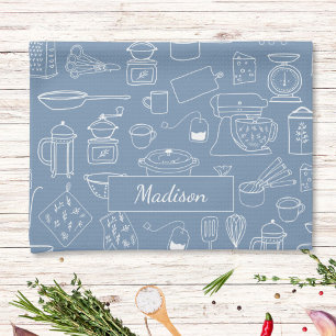 Moderne Vintage-Küchenutensilien Süße Kritzelei Geschirrtuch