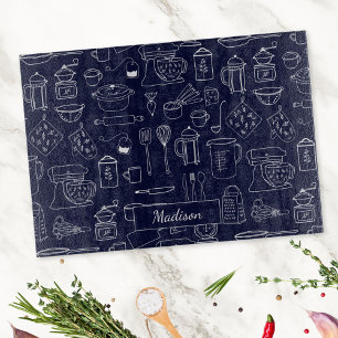 Moderne Vintage Küchenutensilien Süße Kritzelei Schneidebrett