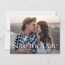 Moderne Vintage-Lettering-Foto Save-the-Date-Karte