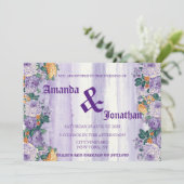 Moderne Vintage Lila Hochzeitsfeier Einladung (Stehend Vorderseite)