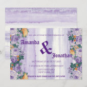 Moderne Vintage Lila Hochzeitsfeier Einladung (Vorne/Hinten)