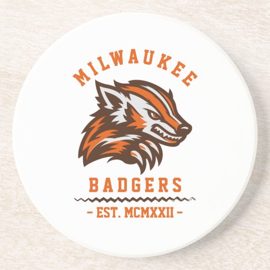Moderne Vintage Milwaukee Badgers Est. Getränkeuntersetzer (Vorne)