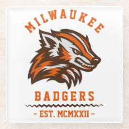 Moderne Vintage Milwaukee Badgers Est. Glasuntersetzer