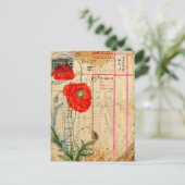 Moderne Vintage Mohnblumen-Blume Collage Art Postc Postkarte (Stehend Vorderseite)