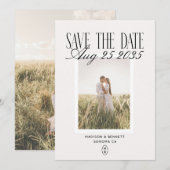 Moderne Vintage-Monogramm-Foto Save The Date (Vorne/Hinten)