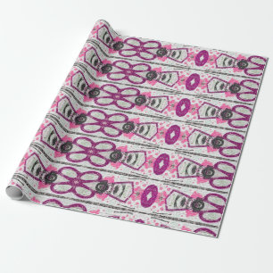 Moderne Vintage-Muster Rosa Weiß Lila Decoupage Geschenkpapier