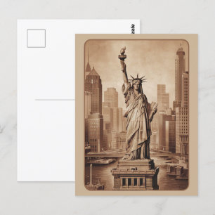 Moderne Vintage New Yorker Stadtstatue der Liberty Postkarte