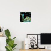 Moderne Vintage Pfaue Kunst, Dichtung und Musik Poster (Heimbüro)