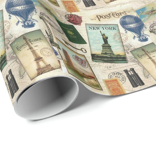 Moderne Vintage Reise Geschenkpapier (Rolleneckpunkt)