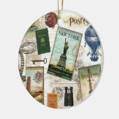 Moderne Vintage Reise Keramikornament (Links)