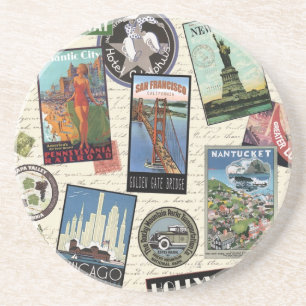 moderne Vintage-Reise USA Getränkeuntersetzer