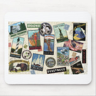 moderne Vintage-Reise USA Mousepad