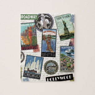 moderne Vintage-Reise USA Puzzle