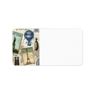 moderne Vintage Reisecollage Adressaufkleber