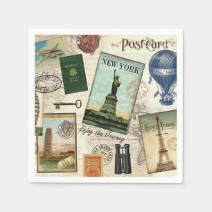 moderne Vintage Reisecollage Serviette