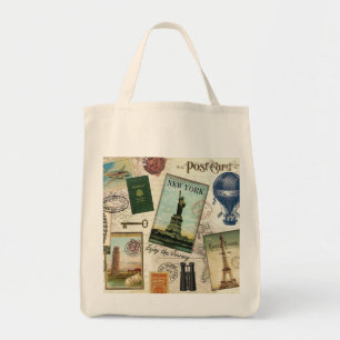 moderne Vintage Reisecollage Tragetasche