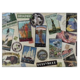 Moderne Vintage-Reisen USA Schneidebrett