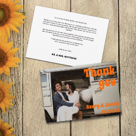 Moderne Vintage Retro-Fett-Typografie-Foto Hochzei Dankeskarte