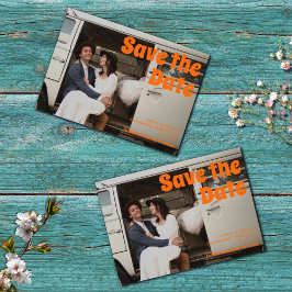 Moderne Vintage Retro-Fett-Typografie-Foto Hochzei Magneteinladung