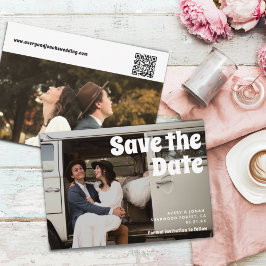Moderne Vintage Retro-Fett-Typografie-Foto Hochzei Save The Date