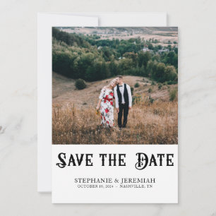 Moderne Vintage Retro Rustikale Verlobungsfoto Save The Date