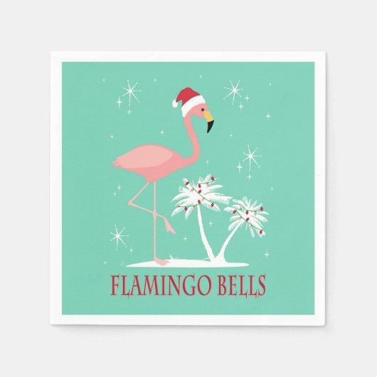 MODERNE VINTAGE RETRO WEIHNACHTEN FLAMINGO SERVIETTE (Vorderseite)