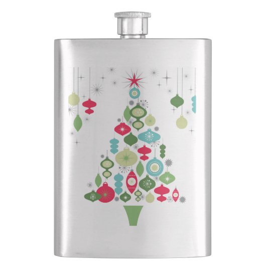 moderne Vintage Retro-Weihnachtsbaum Flachmann (Vorderseite)