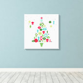 moderne Vintage Retro-Weihnachtsbaum Leinwanddruck (Insitu (Holzboden))